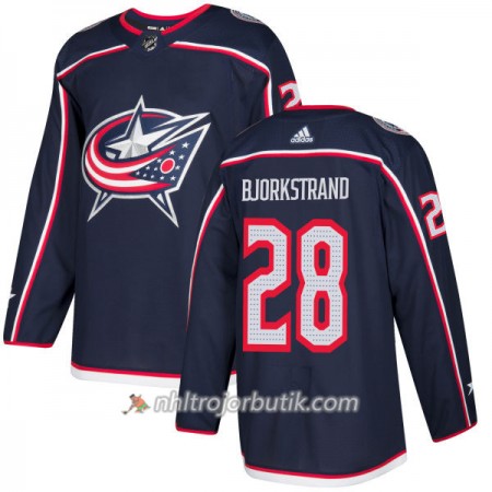 Män Ishockey Columbus Blue Jacket Tröjas Oliver Bjorkstrand 28 Adidas 2017-2018 Marinblå Authentic